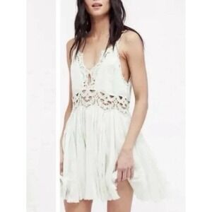 Free People One Ilektra Mini White Lace Trim Country Concert Summer Dress XSMALL